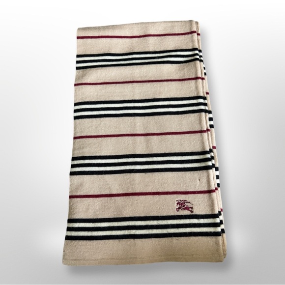 Burberry Lambswool Stripe Scarf Camel - Picture 1 of 7